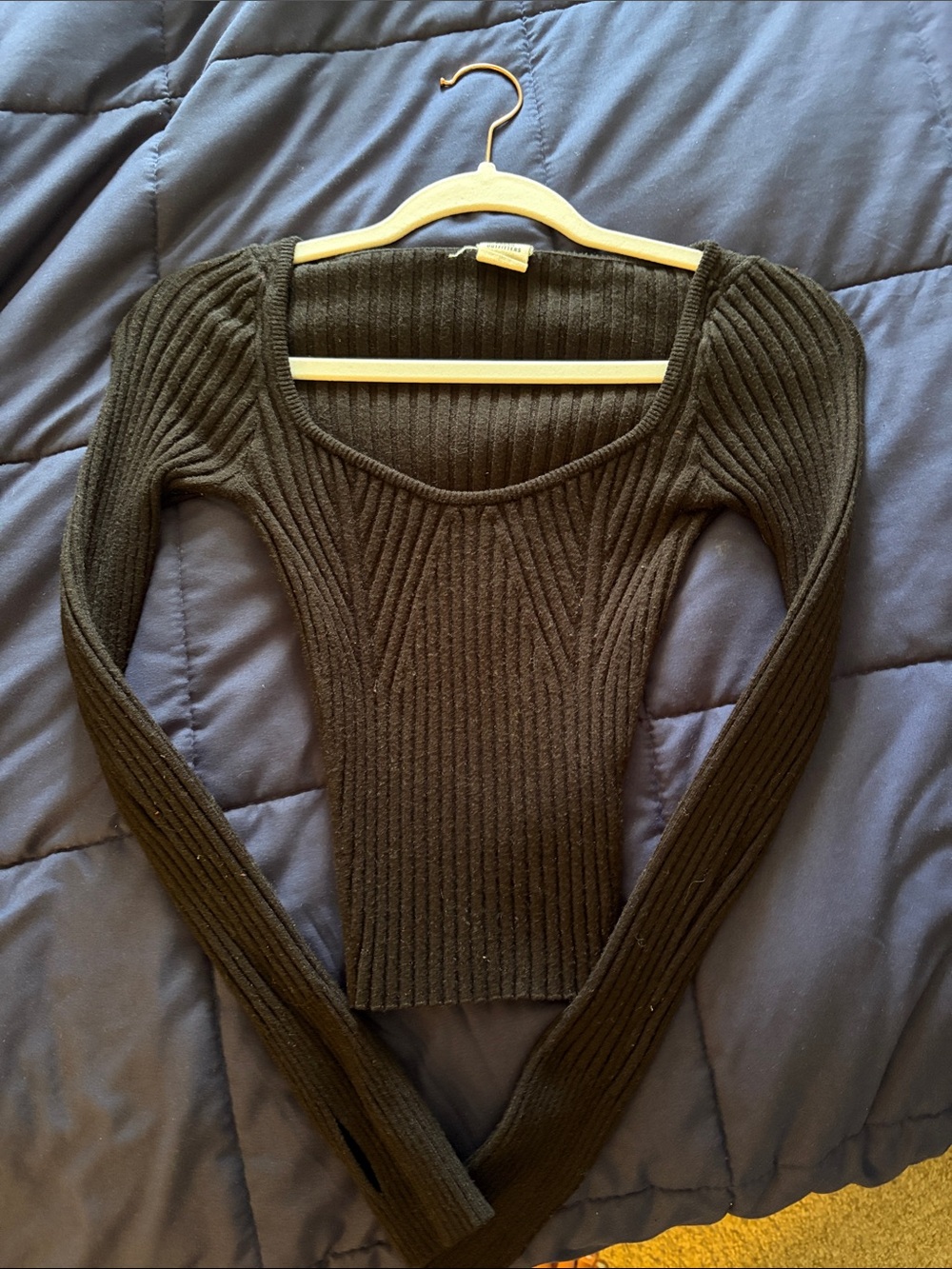 Urban Outfitters Black Ribbed Scoop-Neck Sweater